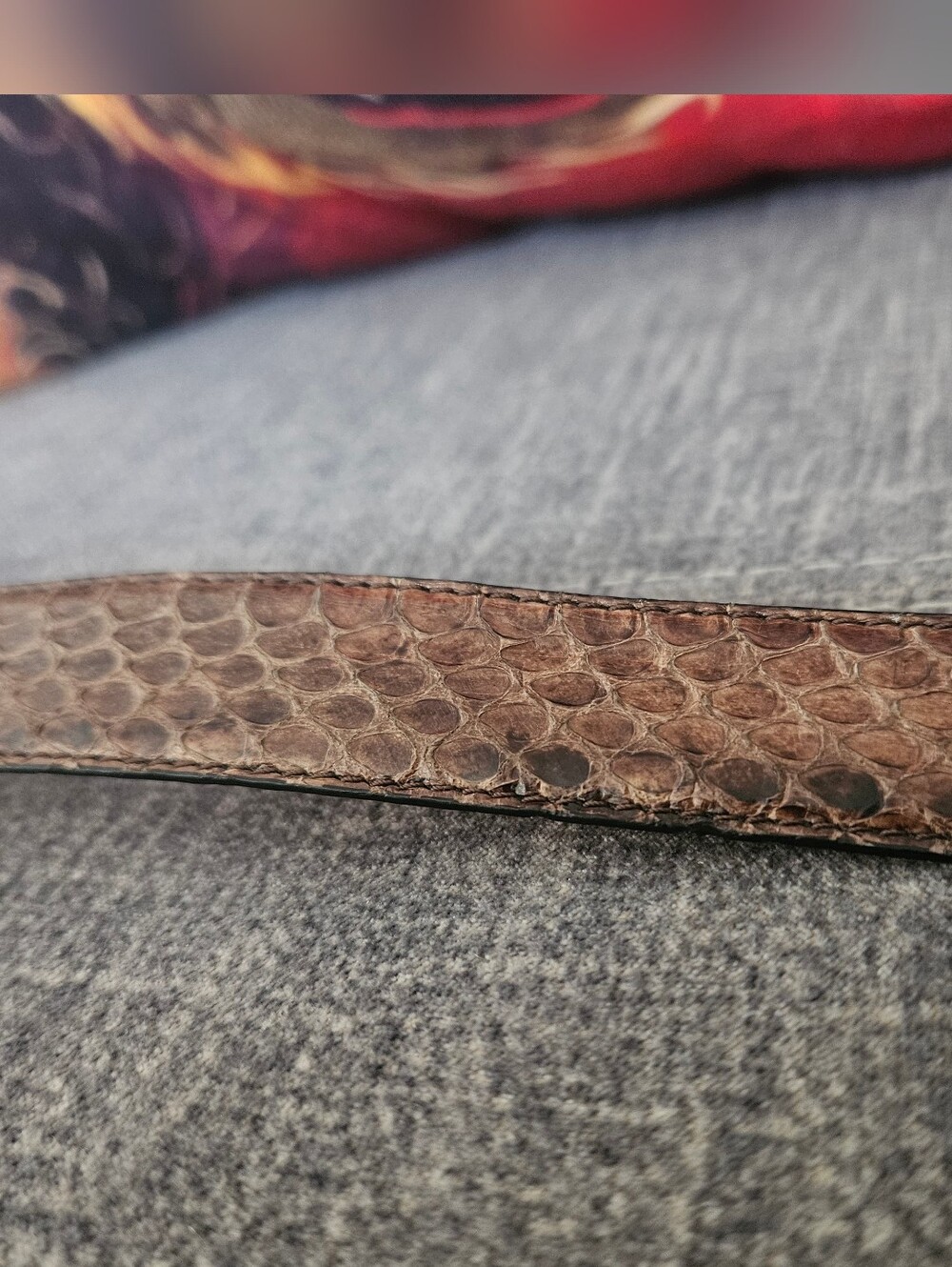 Vintage Genuine Snakeskin Belt With Crumrine Ornate Heavy Silver Ovr Bronze Belt - Picture 8 of 16